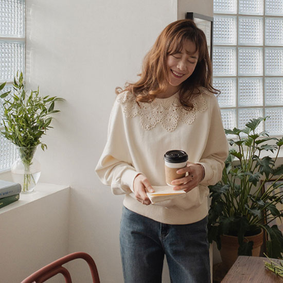 [LABEL] Perfect Size Knitted Neck Man to Man Tee <FONT color=#d8a4a4>[size:F(55~66)]</font>