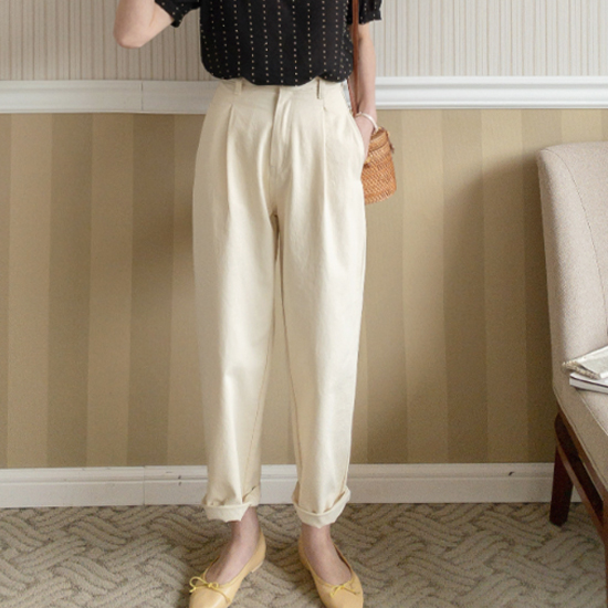 <FONT color=#002cc1>[Limited quantity 30% off sale]</font> Flat butter pin tuck high waist Pants [size: S, M, L]