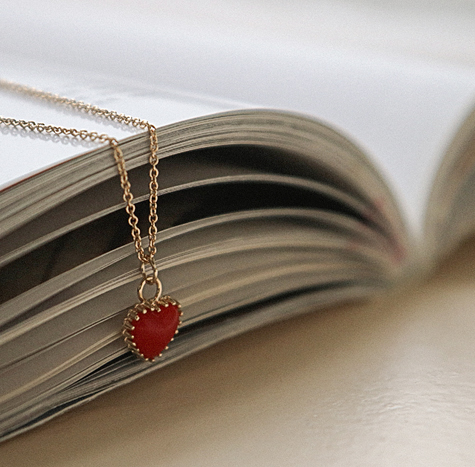 plump red heart necklace