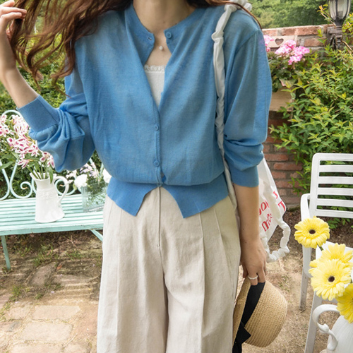 Some Pastel Breezy Summer Linen Cardigan <FONT color=#d8a4a4>[size:F(55~66)]</font>