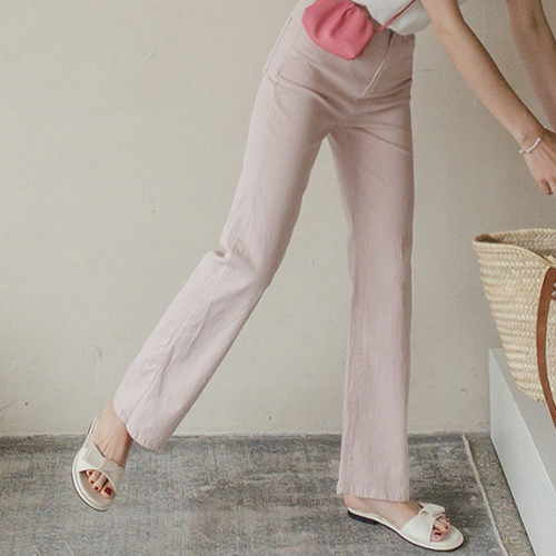[Exceeded 2,000 sales! Sweet color] [LABEL] Strawberry milk colored spandex inner banding straight pants [size: S, M, L, XL]
