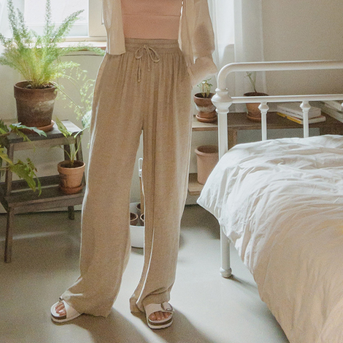 <FONT color=#5a3954>MADE LIN</font> Cool Summer Soft Linen Full Pants <FONT color=#d8a4a4>[size:F(55~66)]</font>