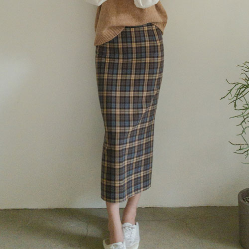 [LABEL] Benjamin Slim Check Hline Skirt [size:S,M]