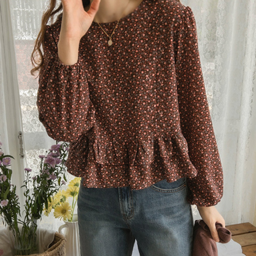 <FONT color=#5a3954>MADE LIN</font> JACKER FLOWER QUITISHA-RING LOVELY BLOUSE [size: F(55~66)]