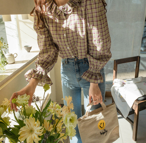 Verdin Sharing Kara Anna Sleeve Blouse <FONT color=#d8a4a4>[size:F(55~66)]</font>