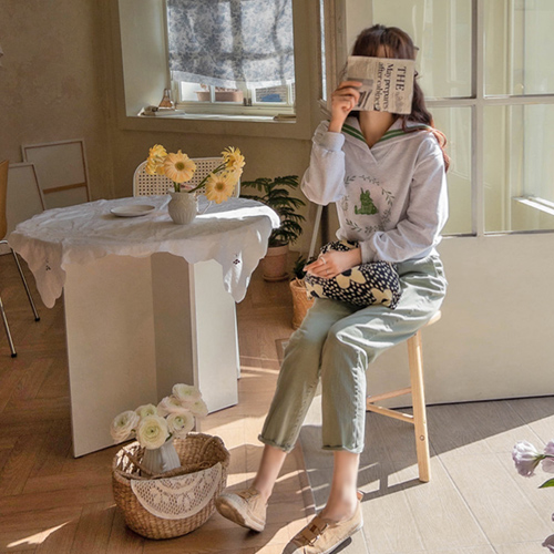 [LABEL] Cutie Rabbit Flower Sailor Tee[size:F,1]