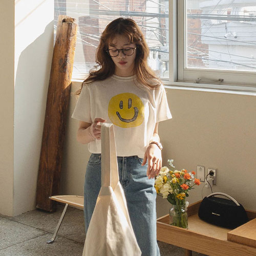 [LABEL] Smile Day four seasons printing Tee[size:F,1] [Delayed arrival 4/26 Estimate storage!]