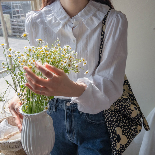 [LABEL] jessica sharing collar Delicate Blouse[size:F(55~66)]