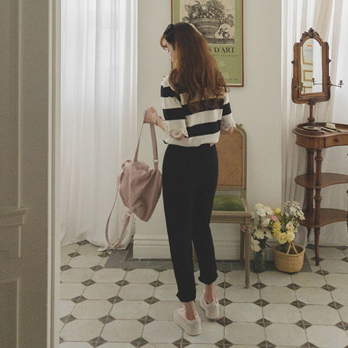 <FONT color=#5a3954>MADE PREMIUM</font> [Black] Cream Latte Comfortable Span Semi-Bagging Anband Pants <FONT color=#d8a4a4>[size:S,M,L,XL]</font> <FONT color=#000000>[1st Reservation Open 4/4]</font>