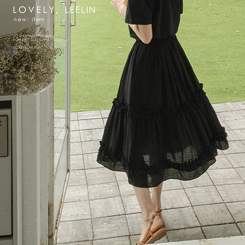 [LABEL][Black]By Me Lovely Pocket Cancan Skirt[size:F(55~66)]