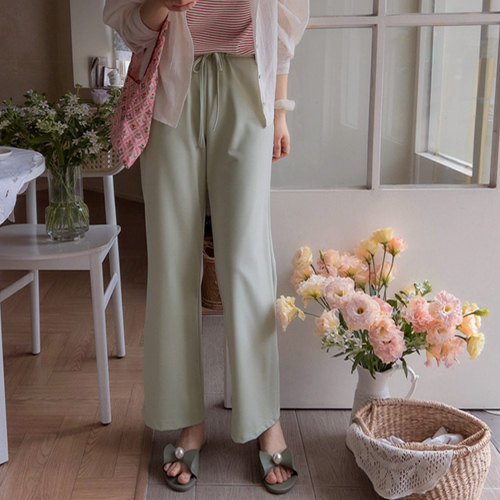 <FONT color=#5a3954>MADE LIN</font> [Mint Color] Daily Life Smooth Wrinkle Pants [size: F(55~66)(Basic/Mini)]