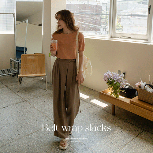 [LABEL] Squares ring Belt Strap slacks pants [size: S, M, L]