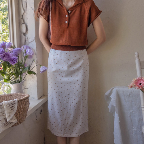 [LABEL] Anna Dot Linen Trim Dressing Band Skirt[size:F(55~66)]