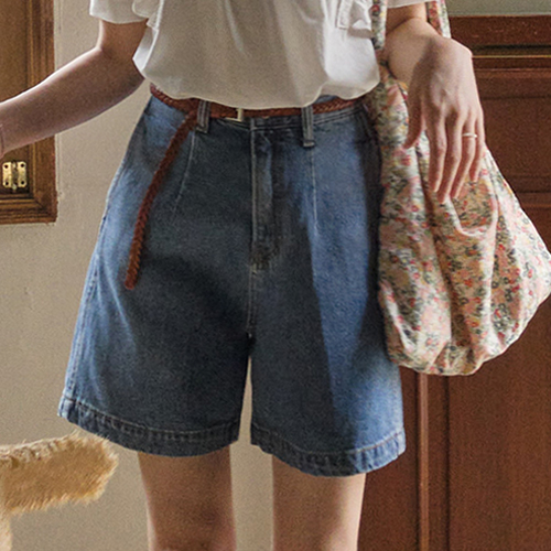 <FONT color=#5a3954>MADE PREMIUM</font> MILES HIGH-DENSITY DENIM HALF PANTS [size:S,M,L]