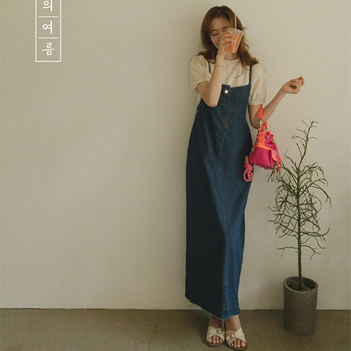 [LABEL] All Day Unbalance Denim Buckle One Piece [size: F (55~66)]