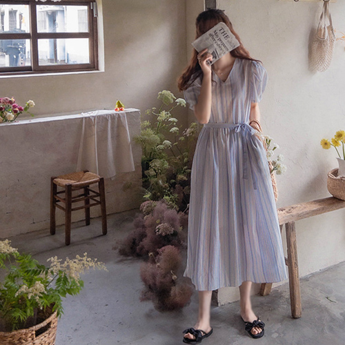 [LABEL] Shuria Summer Linen Fit Puff One Piece[size:F(55~66)]