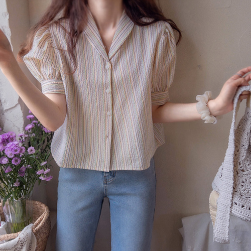 <FONT color=#5a3954>MADE LIN</font> KRANZ JULY Delicate Summer Ringkle Blouse [size: F (55~66)]