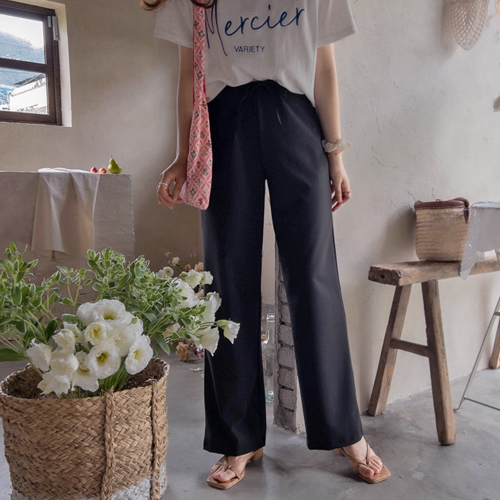 [Real-time 10,000 won special price] <FONT color=#5a3954>MADE LIN</font> [Black, Beige color] Lighter summer life, wrinkle-free Wrinkle Pants [size: F (55~66) (Long/Short)]