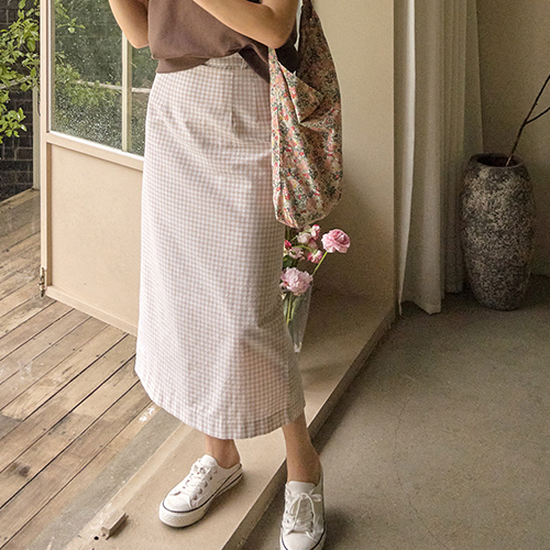 Crema Check two-way Skirt[size:S,M]