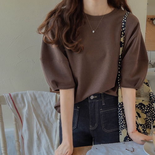 [LABEL][Brown Color] Gemmas Tee Retail Point Flexible Stretch Tee [size:F(55~66)]