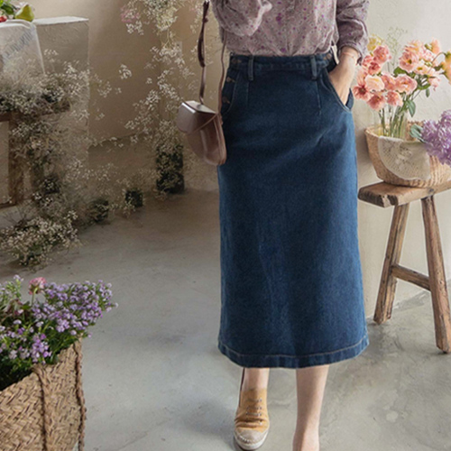 <FONT color=#5a3954>MADE LIN</font> Floyd Shubert Eco-friendly Mapsheet Denim Skirt [size: S, M, L]