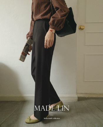 <FONT color=#5a3954>MADE LIN</font> [Black] Rosa Spanband Slim Straight Fit Slacks [size: S, M, L]