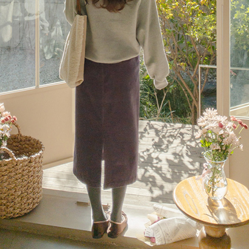 [LABEL][Purple] Rodre corduroy Hline Rong skirt [size:F,1]