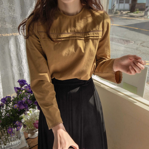 <FONT color=#5a3954>MADE LIN</font> Olivia Minires Sugar Pintuck Blouse [size:S,M]