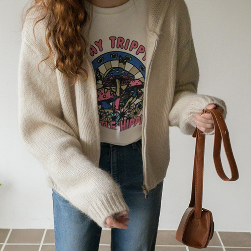 Daily Soft Hood Knit Zip-Up [size: F(55~66)]