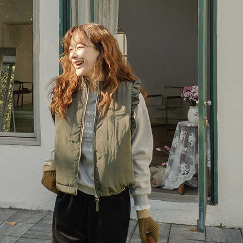 [LABEL][Khaki] Roy Sharing Polarpolis Thick Bonding Lining Memory Padding Vest[size:F(55~66)]