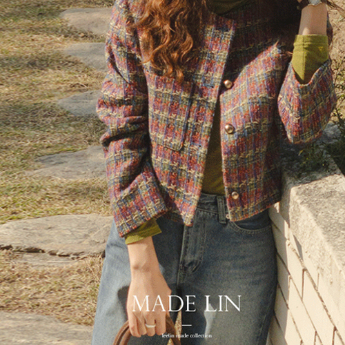 [F/W Outer Special Sale 5,000 won discount] <FONT color=#5a3954>MADE LIN</font> Royal Purple Tweed Button Jacket [size: S, M]