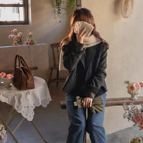 [Outer 10% Sale][LABEL]Roymond Wool Check and Color Block Quilted Jacket [size: F (55~66)]