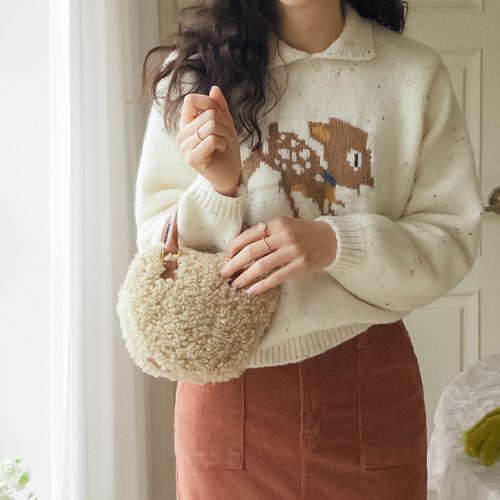 [LABEL] Fluffy Bambi Antasha Embroidery Kara Knit[size:F(55~66)]