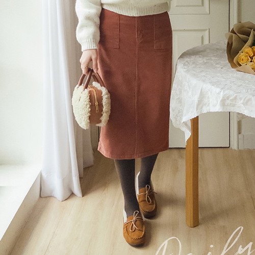 <FONT color=#5a3954>MADE LIN</font> Cloth Corduroy Hline Skirt [size:S,M,L]