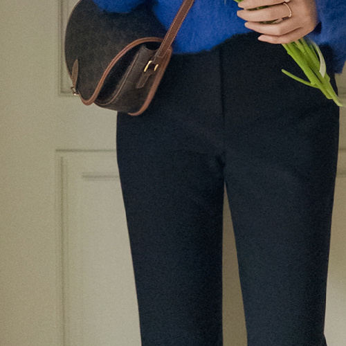 [Special Sale 40% ★Limited Quantity] <FONT color=#5a3954>MADE LIN</font> Breeze Slim napping Boot cut Slacks[size:S,M,L(Long/Mini)]