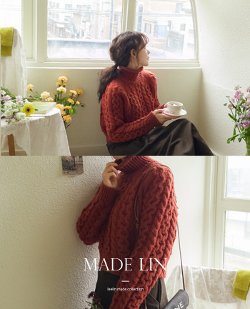 [Special Sale 7,000 won discount] <FONT color=#5a3954>MADE LIN</font> [Brick] Cappuccino Wool Paula Knit [size: F (55~66)]