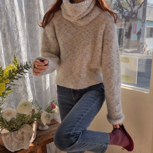 Winter Tasme Rainbow Color Mix Soft Warmer Set Knit [size: F(55~66)]