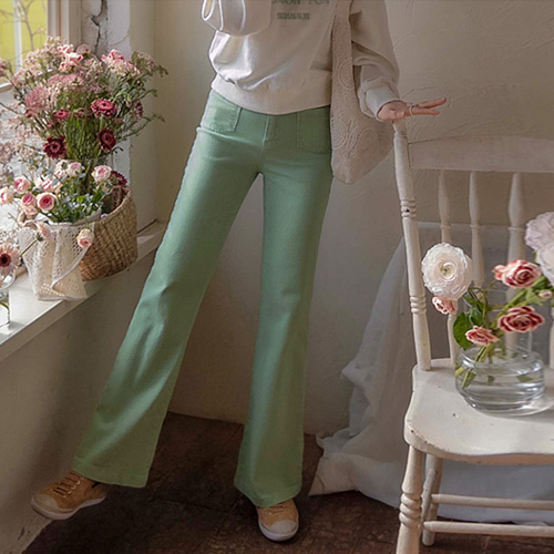 [New product special price 4,000 won discount] <FONT color=#5a3954>MADE LIN</font> Jakers Refreshing Moist Cheese Span Soft Long Leg Fit Band Pants [size: S, M, L, XL]