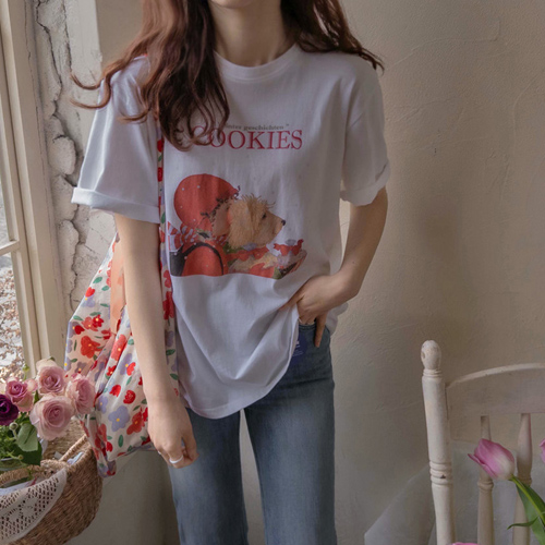 [LABEL] Always girl print cookie lettering coordinating Tee [size: F(55~66)]