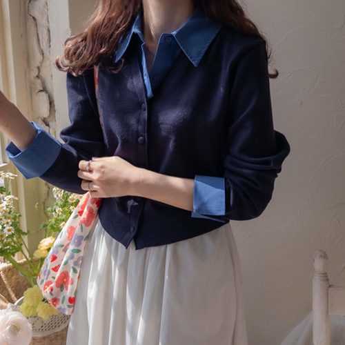[LABEL] Storyian shirt color matching styling Cardigan [size: F(55~66)]