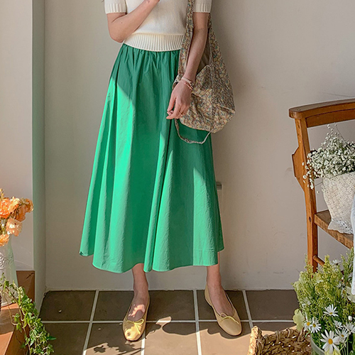[New product special price 6,000 won discount] <FONT color=#5a3954>MADE LIN</font> Celia Romantic Mood Cotton Flare Banding Skirt