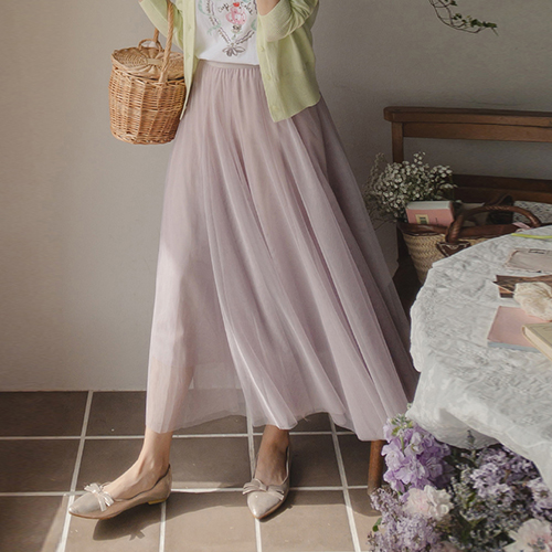 [Double the abundance][LABEL] Loa soft double lace Banding Skirt [size:F(55~66)]