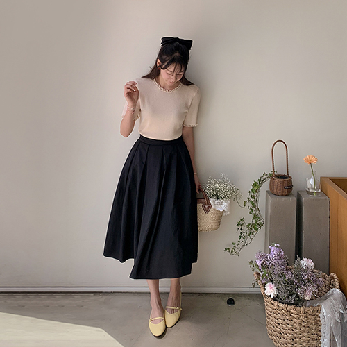 [Comfort/Cool Rustle] Roselli Rustle Pleats Skirt [size:F(55~66)]
