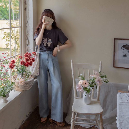 [New product special price 7,000 won discount] <FONT color=#5a3954>MADE LIN</font> JECRA summer light blue soft and flexible banding pants [size: S, M, L, XL (Long, Short)]