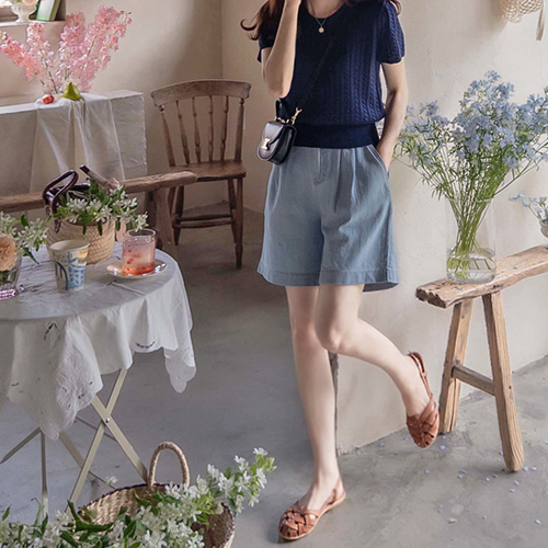 [LABEL] Motion pin tack soft and flexible cool summer band pants [size: S, M, L]