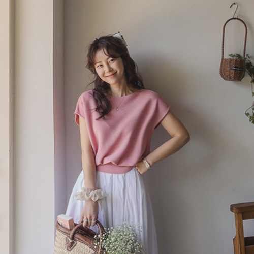 Modean Hooded Chalang~ Boat Neck Summer Cap Sleeve Knit[size:F(55~66)]