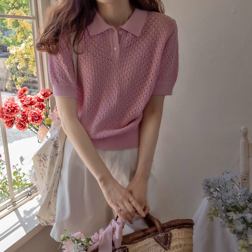 [LABEL] Cranberry Chouchou Collar Summer Punching Moist and Flexible Knit [size: F(55~66)]