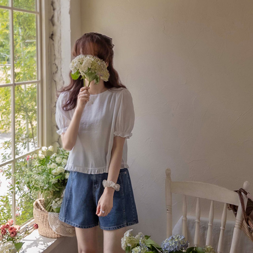 [Best Special Price 5,000 Won Discount] <FONT color=#5a3954>MADE LIN</font> Brunch Sugar Cut Cute Edge Fit Summer Blue Pants [size: S, M, L, XL]