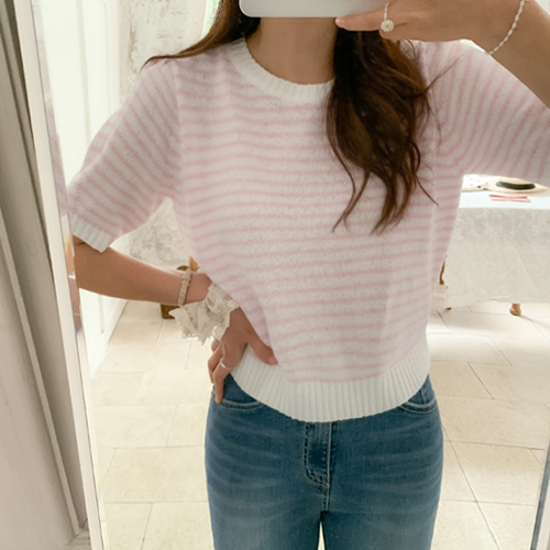 [Cool Summer Knit]Maril Daily Sleeve Shirring Knit[size:F(55~66)]