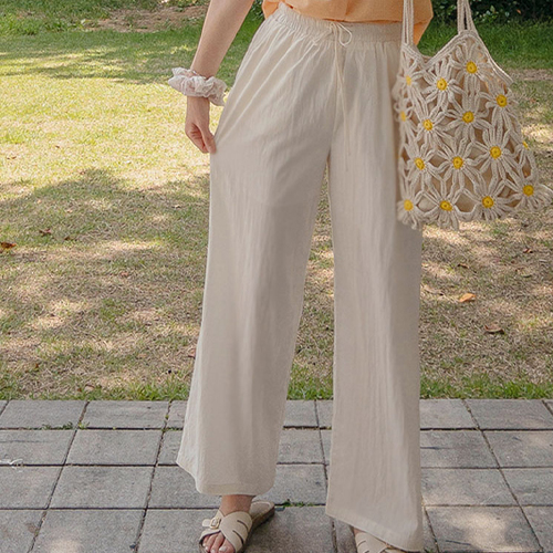 [♥Light as air][Cooling rustling version][LABEL] Clover rustling summer cooling wide banding pants [size: F(55~66)]